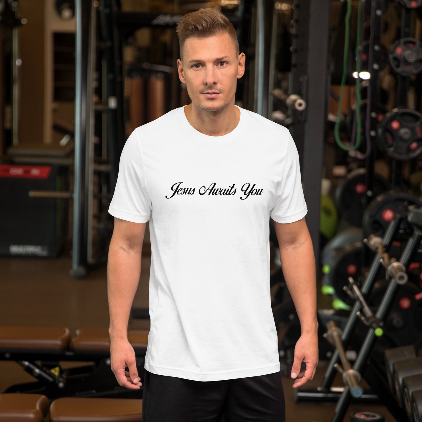 Jesus Awaits You T-Shirt Black Lettering